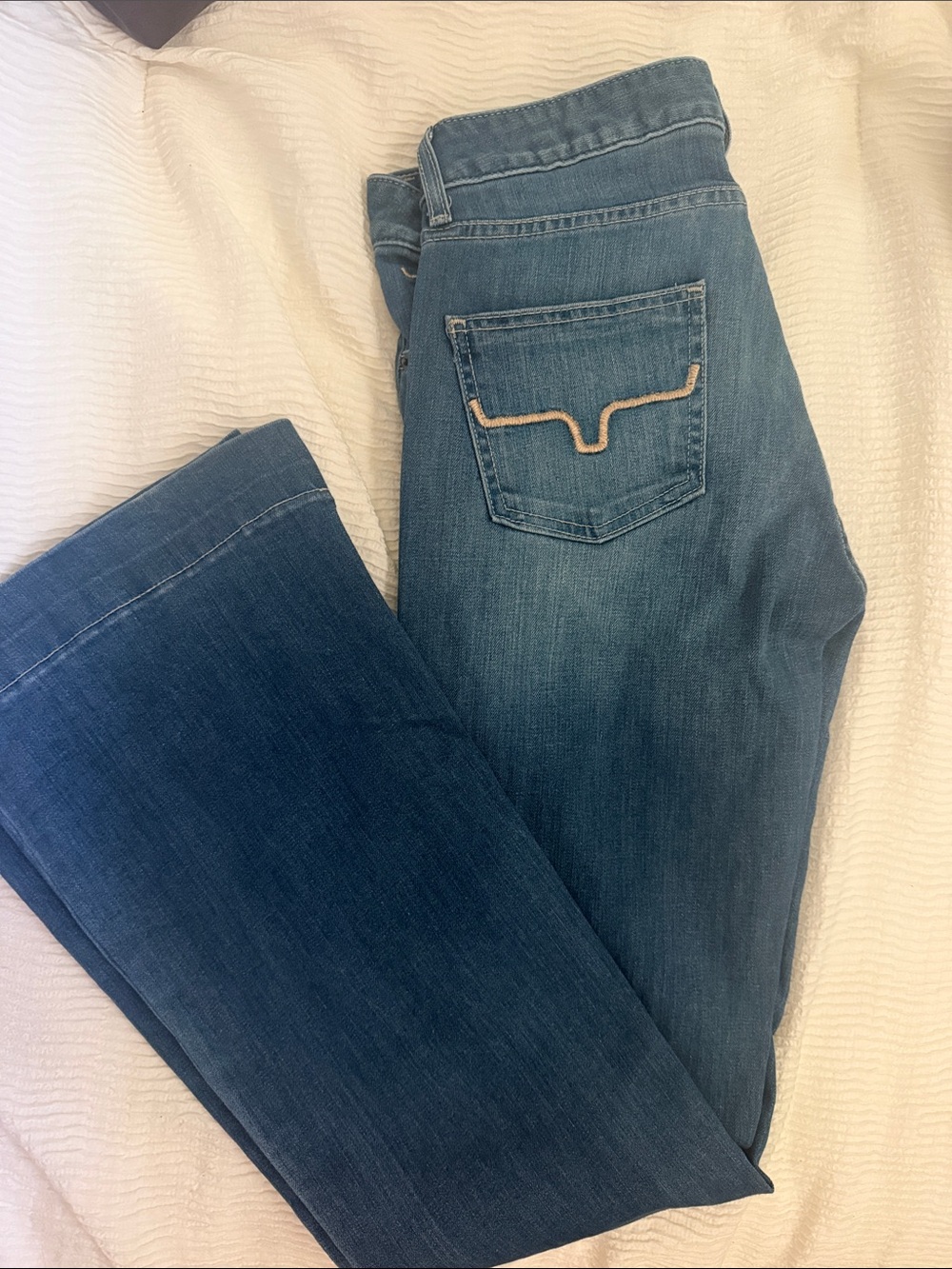 Kimes Ranch Medium Blue Flared Jeans with Back Pocket Stitch (WORN ONCE )